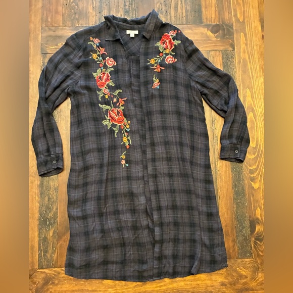 Plaid Floral Embroidered Kimono Cardigan - Picture 3 of 5